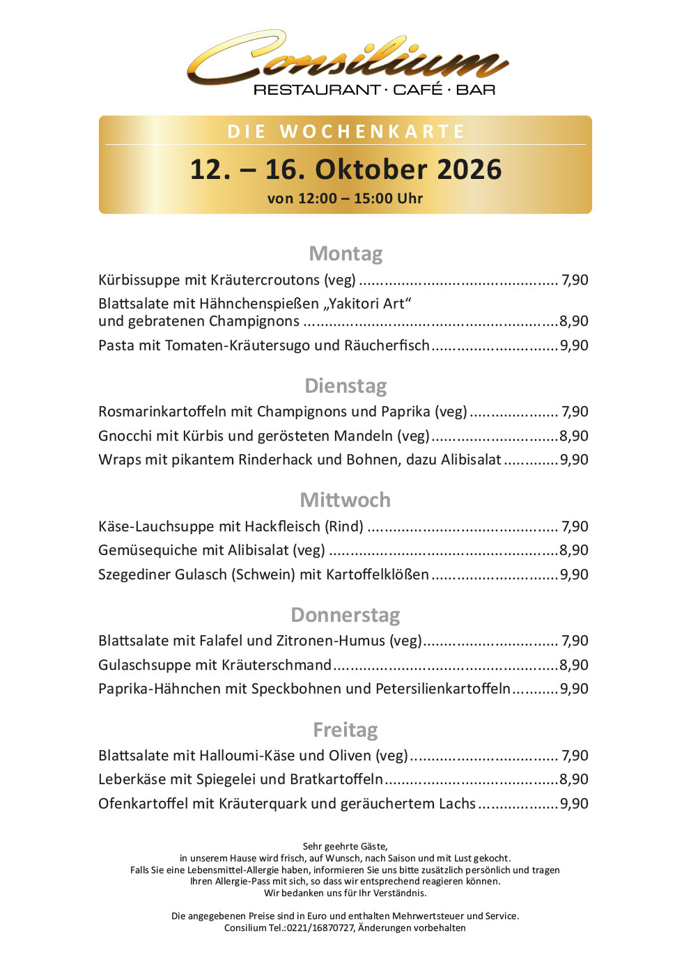 Wochenkarte CONSILIUM